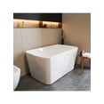 thumbnail image 1 of EastVita 49InchAcrylic Freestanding Bathtub.Square Shape Janpanese Soaking Tub With Seat Desgin. Modern Soaking Bathtub With Toe-Tap Chrome Right Drain. Slotted Overflow. CUPC Certified. Glossy White, 1 of 8