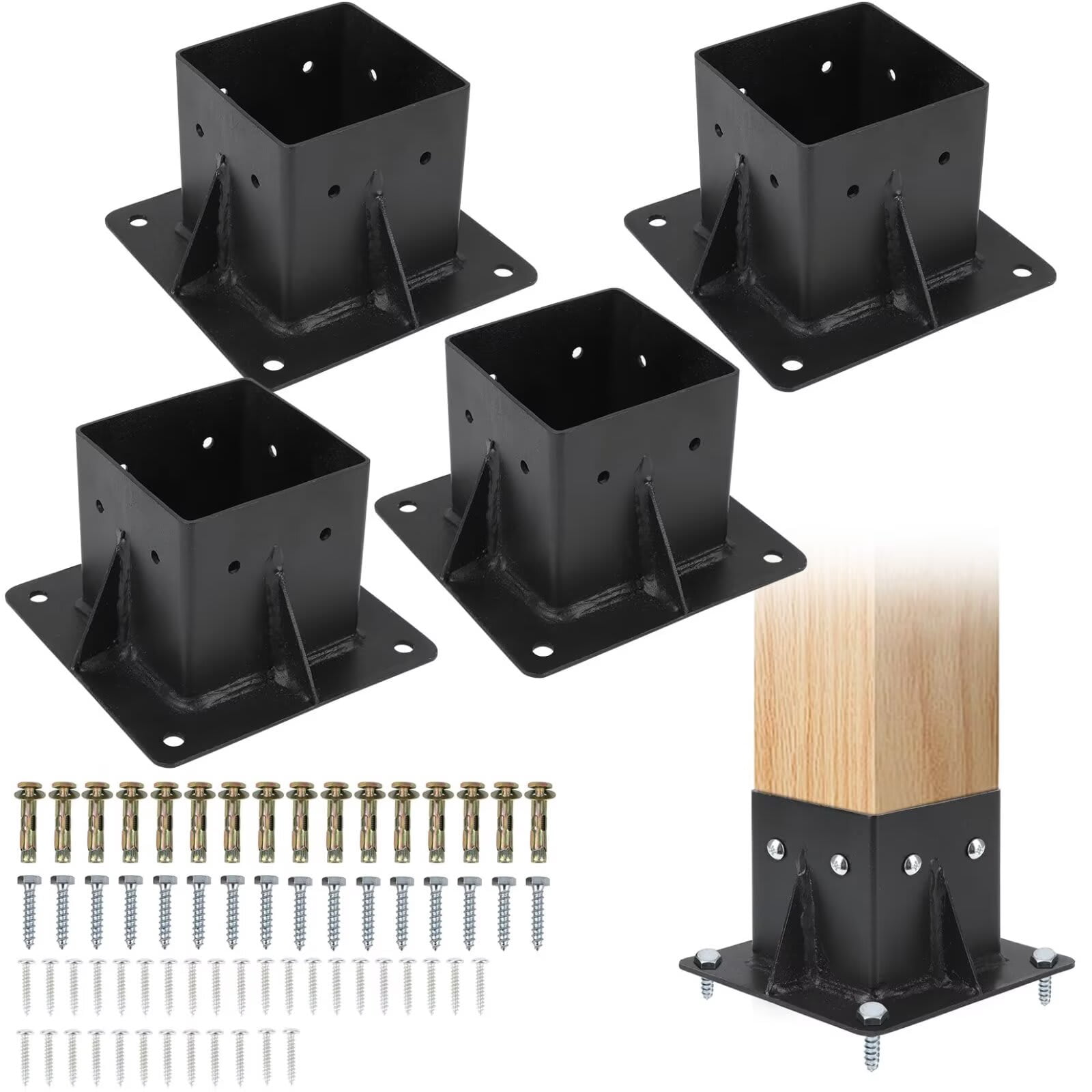 EastVita 4x4 Post Bracket Base Kit 4Pcs Heavy Alloy Steel Powder Coated ...