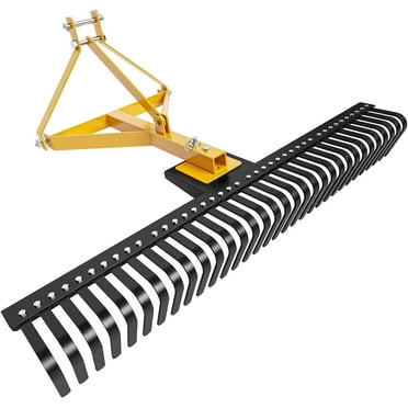 EastVita 5 FT Landscape Rock Rake, 3 Point Attach Rake with 360 Degree Rotation Tow-Behind Garden Tool