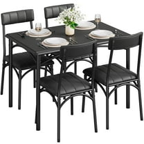 EastVita 5-Piece Breakfast Nook Set,4 Upholstered Chairs,Dining Table for 4,Kitchen Dining Set,Black