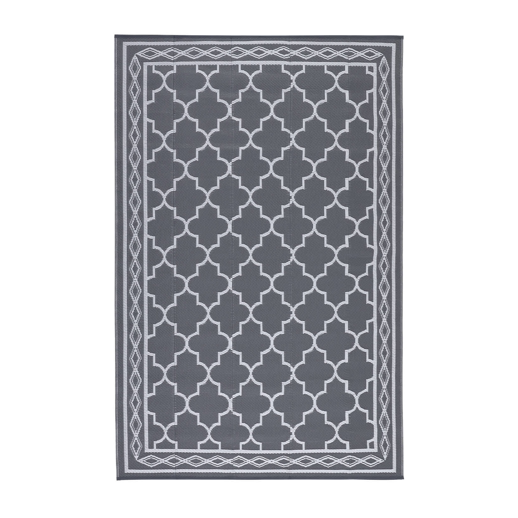 EastVita 5 x 8 ft Plastic Gray and White Rectangular Beach Front