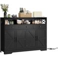 thumbnail image 1 of EastVita 51" Buffet Sideboard with Power Outlets, Modern Kitchen Storage Cabinet with 3 Drawers, Open Shelf and 4 Farmhouse Doors, Large Wood Coffee Bar Buffet Table, 1 of 8