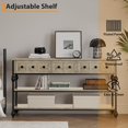 thumbnail image 1 of EastVita 52in Console Table Entryway Table with 3 Storage Drawers 3 Tier Industrial Metal Sofa Table Behind CouchTable Hallway Table for Entry Living Room-Grey, 1 of 8