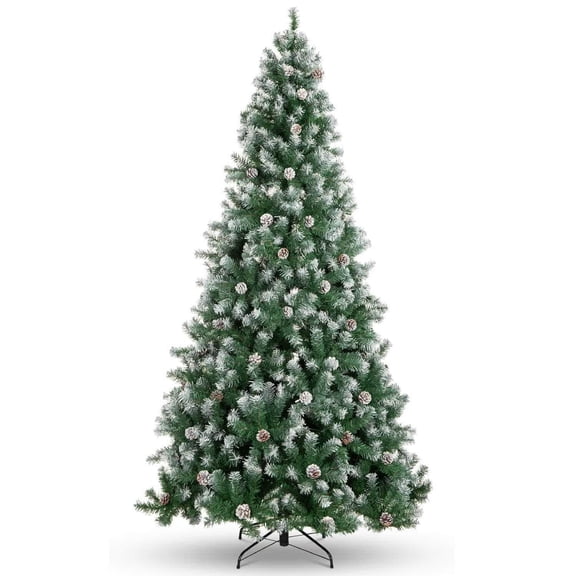 EastVita 6 FT Pre-Lit Artificial Christmas Tree with Pinecone Decorations 150 Warm White Lights PVC Fir Tips Hinged Branches for Easy Assembly 5MM Copper Wire Low-Voltage