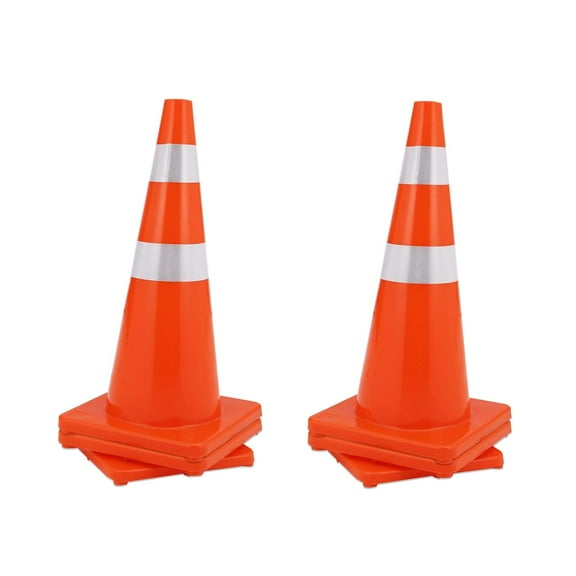 EastVita 6 Pack 28 Inch Traffic Safety Cones,PVC Orange Cones with Reflective Collars,Parking,Training,Road Caution,Lot Control,Driving Training