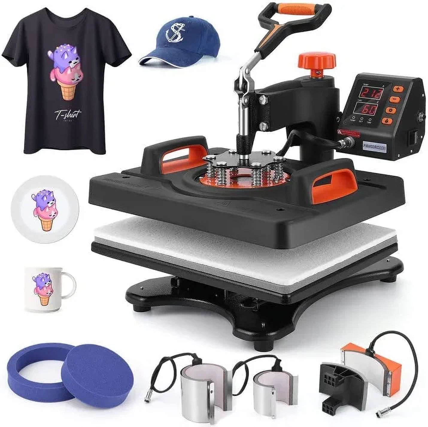 EastVita 6 in 1 Heat Press Machine,800W Sublimation Heat Press,360° Heating,Dual-Tube Transfer Printer for T-Shirts,Caps,Mugs,DIY