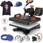 EastVita 6 in 1 Heat Press Machine,800W Sublimation Heat Press,360  Heating,Dual-Tube Transfer Printer for T-Shirts,Caps,Mugs,DIY
