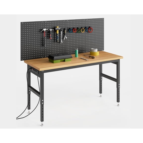 EastVita 60 Inch Heavy Duty Adjustable Workbench with Pegboard 2200 LBS Capacity