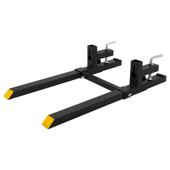 EastVita 64" 4000BL Connecting Rod Heavy Duty Pallet Forks with Adjustable Stabilizer Bar for Loader Bucket Skid Steer Tractor, Black