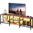 thumbnail image 1 of EastVita 67 Inch Large TV Stand with LED Lights for 55/65/75 Inch TV Corner Entertainment Center with Power Outlets 4 Open Storage Shelves Media Console for Living Room Bedroom Vintage Brown, 1 of 8