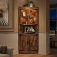 thumbnail image 1 of EastVita 67 inch Tall Corner Storage Cabinet with Lights Farmhouse Wooden Corner Hutch with Glass Doors Adjustable Shelves Display Cabinet Brown, 1 of 6