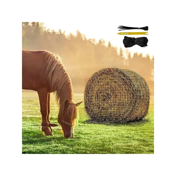 EastVita 6X6 Ft Round Bale Hay Net For Horses And Goats Knotless Design Slow Feed Hay Net With 2inch Holes Large Heavy Duty Slow Feeder Nets