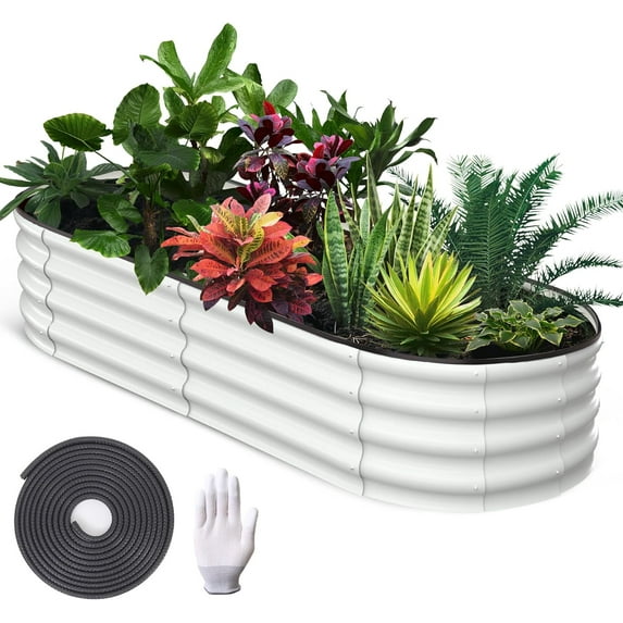 EastVita 6x3x1ft Raised Garden Bed,Galvanized Raised Bed,Garden Boxes Outdoor,Open-Ended Base Galvanized Planter,Planter Raised Boxes,Metal Garden Box