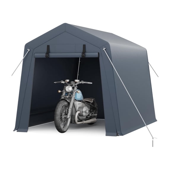 EastVita 6x8 FT Portable Outdoor Storage Shed with 2 Roll-Up Zipper Doors Vents Gray