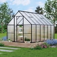 thumbnail image 1 of EastVita 6x9 Ft Aluminum-Framed Polycarbonate Greenhouse Kit Adjustable Roof Vent Clear Pop-up Greenhouse Black, 1 of 9
