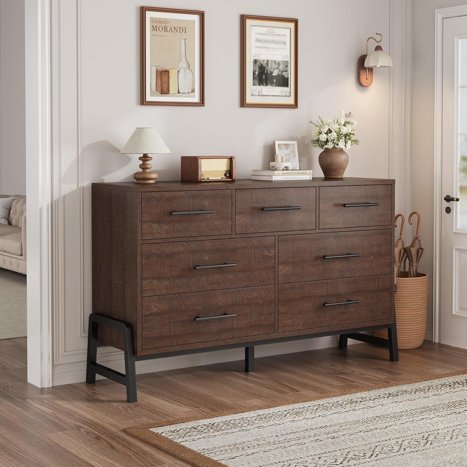 EastVita 7 Dresser for Bedroom Freestanding 52 in Wide Drawer Dresser
