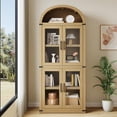 thumbnail image 1 of EastVita 71.4 in Tall Arched Bookshelf with Doors Farmhouse Bookcase Display Storage Shelves Wooden Display Cabinet Rounded Bookcases for Living Room Kitchen Office, 1 of 7