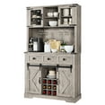 thumbnail image 1 of EastVita 72" Farmhouse Bar Cabinet with Sliding Barn Door, Tall Kitchen Buffet Rustic Coffee Wine Bar Sideboard Gray, 1 of 7
