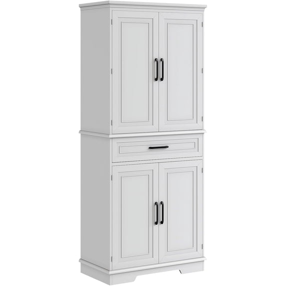 EastVita 72Inch Tall Pantry Cabinet, Farmhouse Kitchen Storage Cabinet with Drawer, 4 Shelves, 6 Door Shelves, Kitchen Pantry Cabinet