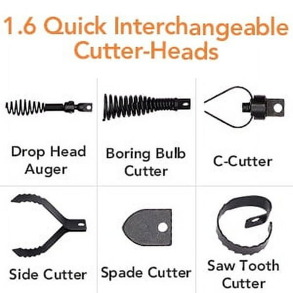 EastVita 75Ft x 1/2" Electric Drain Cleaner Machine,Professional Auger for 2-4 Inch Pipes,6 Cutters,Gloves,Sewer Snake