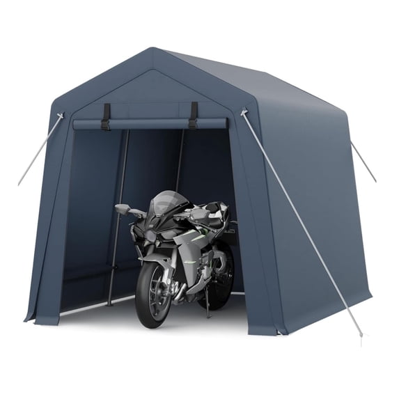 EastVita 7x10 FT Portable Outdoor Storage Shed with 2 Roll-Up Zipper Doors Vents Gray