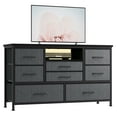 thumbnail image 1 of EastVita 8 Drawer TV Stand with Power Outlet & LED for 55" TV,Wide Dresser Console for Bedroom,8 Deep Drawers,Dark Gray, 1 of 8