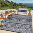 thumbnail image 1 of EastVita 8 X 10 ft Plastic Gray and White Rectangular Beach Front Porches Patio Picnic RV Camping Garage Bohemia Area Rug, 1 of 8