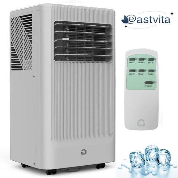 EastVita 8000 BTU Portable Air Conditioner - 3-in-1 Cooling, Fan, Dehumidifier for Rooms up to 350 Sq.Ft, Sleep Mode, Remote Control, Quiet Operation