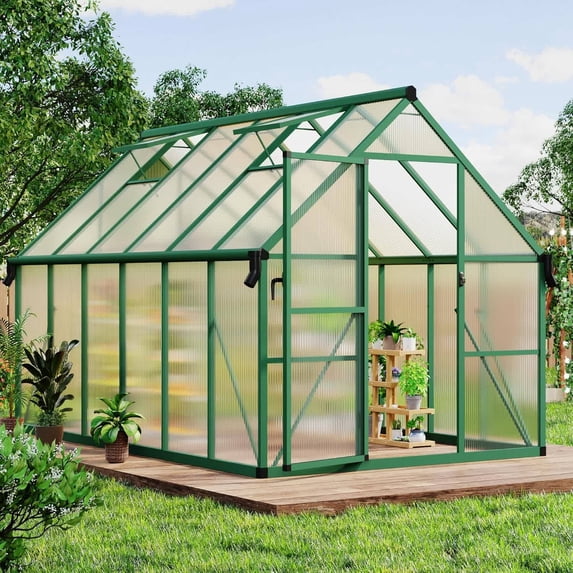 EastVita 8x12 ft Walk-In Greenhouse Kit Clear Pop-up Greenhouse Green