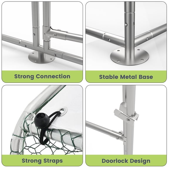 EastVita 9.8x13.1x6.6 FT Large Metal Chicken Coop, Outdoor Walk-in Covered Metal Chicken Run with Rain Cloth, Poultry Fencing for Chickens, Ducks and Rabbits