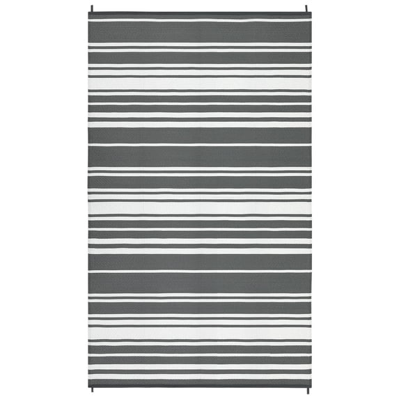 EastVita 9 x 12 ft Plastic Gray Rectangular Beach Front Porches Patio Picnic RV Camping Garage Geometric Modern Area Rug
