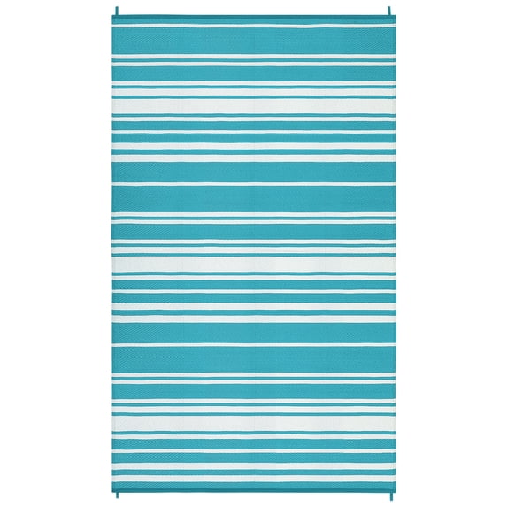 EastVita 9 x 12 ft Plastic Light Blue Rectangular Beach Front Porches Patio Picnic RV Camping Garage Geometric Modern Area Rug