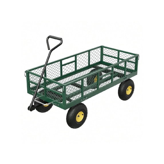 EastVita 900 LBS Garden Dump Cart With Removable Sidewalls Heavy Duty Steel Dump Wagon With 180 Degrees Celsius Swivel Handle and 10-Inch Tires Yard Cart Utility Wheelbarrow For Backyard Farm