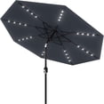 thumbnail image 1 of EastVita 9Ft Patio Umbrella with Solar Lights 32 LED Lights and Tilt Crank 8 Ribs Market Umbrella Polyester Fabric Gray, 1 of 6