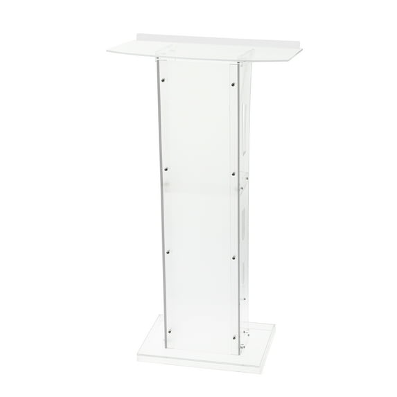 EastVita Acrylic Podium 43" Tall,Clear Lectern Stand with Storage Compartment,23.6"x17.7" Surface,Lightweight,Strong Load Capacity,With Storage
