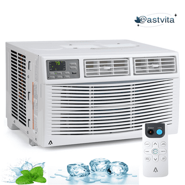 EastVita Air Conditioner 6000 BTU AC Unit with Remote/App Control Flexible Window Opening(T Design), Turbo Fast Cooling & 3 Fan Speeds, Auto Restart, ECO, 6,000, White