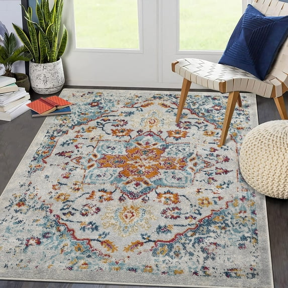 EastVita Area Rugs Carpets 100% Polypropylene Turkish Indoor Wilton Carpet Glamour-Persian-Carissa Glm3129 Orange 5'3"*7'3"