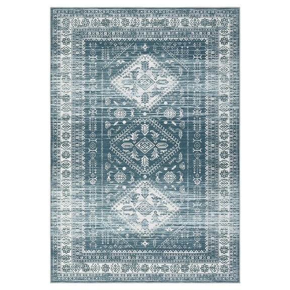 EastVita Area Rugs Carpets 1150Gsm 350Gsm Velvet Pearl Velvet Washed Back Folding Printed Carpet Persia-Jingyu Teal 9*12ft