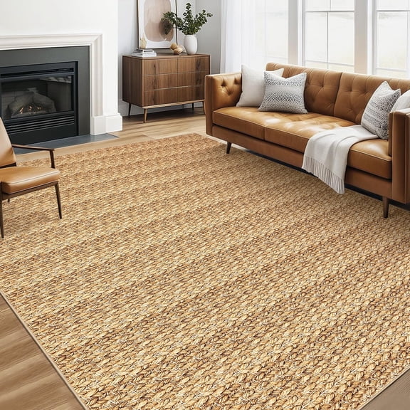 EastVita Area Rugs Carpets 1150Gsm 350Gsm Velvet Pearl Velvet Washed Back Folding Simulation Printed Carpet-Modern-Weaving Life Beige color 10*13ft