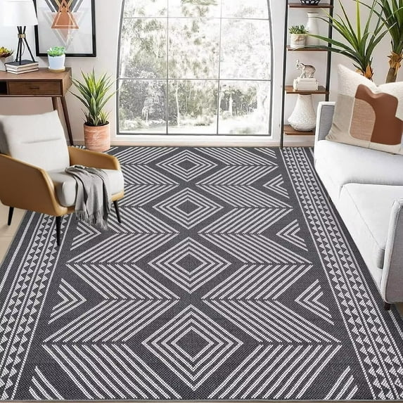 EastVita Area Rugs Carpets 1150Gsm Velvet Pearl Velvet Washed Back Folding Simulation Printed Carpet-Modern Pattern-Times Huazhang Black tone 5*7ft