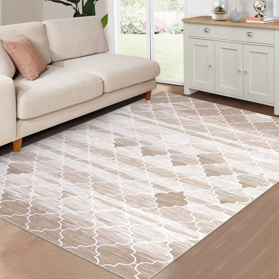 EastVita Area Rugs Carpets 1150gsm 100% Polyester Chenille B Wash Back folding Printed carpet -boho Brown tone 5*7ft