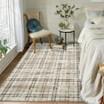 thumbnail image 1 of EastVita Area Rugs Carpets 4'*6' Area Rug Contemporary Plaid Bedroom Carpet Indoor Low Pile Aesthetic Rug Farmhouse Distressed Accent Floor Carpet for Dining Room Office,Beige Beige 4*6ft, 1 of 6