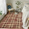 thumbnail image 1 of EastVita Area Rugs Carpets 4'*6' Area Rug Contemporary Plaid Bedroom Carpet Indoor Low Pile Aesthetic Rug Farmhouse Distressed Accent Floor Carpet for Dining Room Office,Red red 4*6ft, 1 of 6