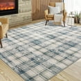 thumbnail image 1 of EastVita Area Rugs Carpets 5'*7' Plaid Washable Rug for Living Room Bedroom Pet Child Friendly Stain Resistant Area Rug Farmhouse Soft Foldable Accent Rug,Beige/Blue Blue/Beige 5*7ft, 1 of 7