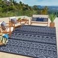 thumbnail image 1 of EastVita Area Rugs Carpets Outdoor Rugs ,Double Sided Mat ,Waterproof and Sun Proof Plastic Grass Carpet for Backyard,Deck,Picnic Black blue/white 9*18ft A, 1 of 7