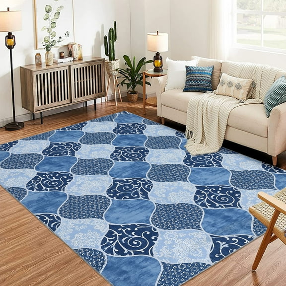 EastVita Area Rugs Carpets Ultra-Thin Area Rug,Moroccan Soft Modern Rugs for Living Room,9*12 Washable Non-Slip Carpet for Bedroom,Low Pile Area Rug