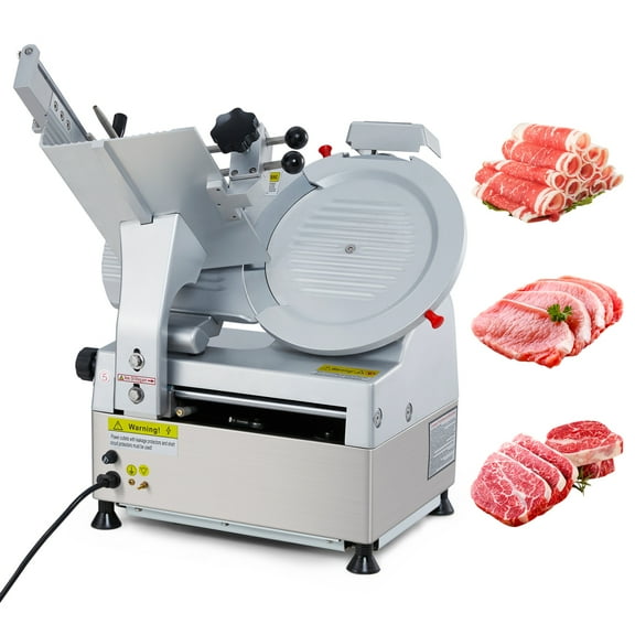 EastVita 【Automatic Meat Cutting Machine】550W Commercial Slicer,Stainless Steel Blade Meat Cutter,Adjustable Slice Thickness 0-15mm,Electric Meat Slicing Machine for Pig,Beef,Lamb