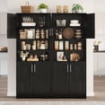 thumbnail image 1 of EastVita Bathroom Cabinet Farmhouse Storage Cabinet with Glass Doors and Adjustable Shelves Freestanding Kitchen Pantry Cabinet Cupboard for Living Room Dining Room Black 67 H, 1 of 8