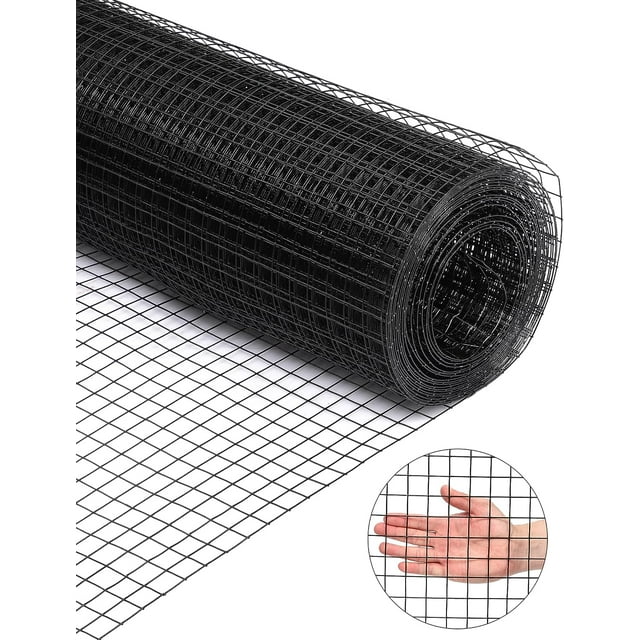 EastVita Black Hardware Cloth 15 Gauge 24"x50' Vinyl Coated and