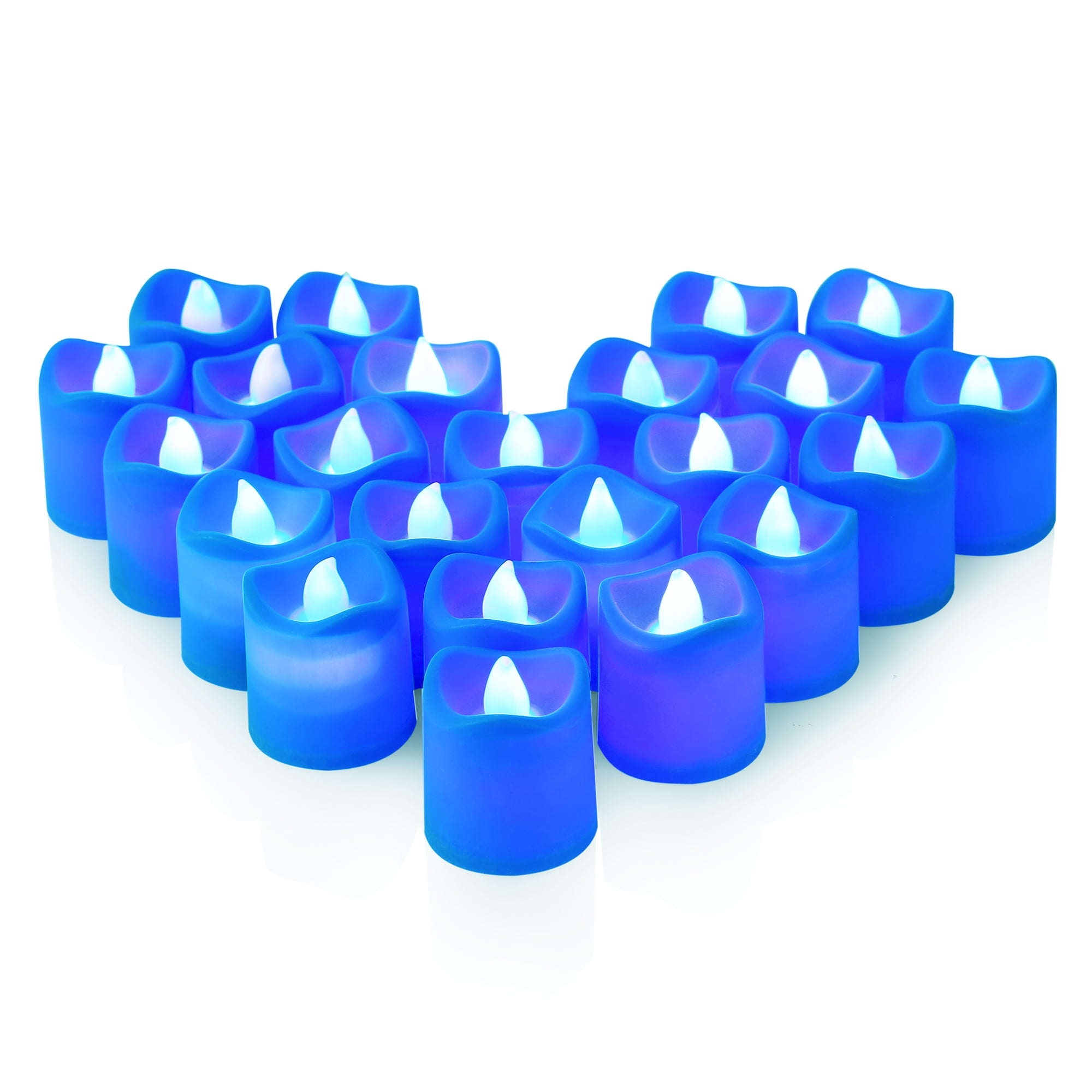 EastVita Blue Light Candles, Romantic LED Blue Candles 24 Packs, Flameless Blue Tea Lights, Flickering Navy Blue Led Votive Candles for Birthday Wedding Party Festival
